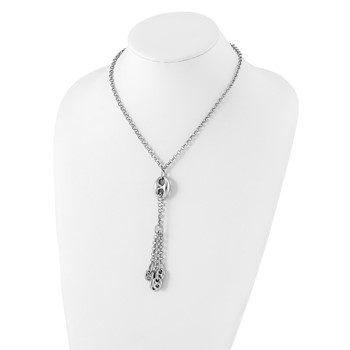 Sterling Silver Fancy Link Drop Necklace — alternate view