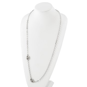 Sterling Silver Fancy Textured Geometric Link Necklace — alternate view