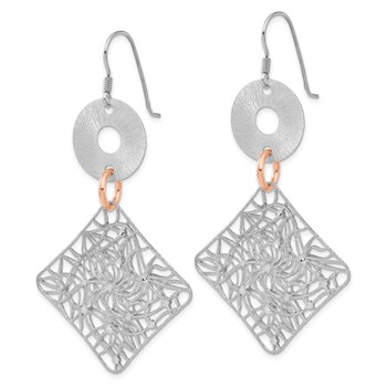 Sterling Silver 18K Gold-plated Geometric Filigree Dangle Earrings — alternate view