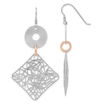Sterling Silver 18K Gold-plated Geometric Filigree Dangle Earrings
