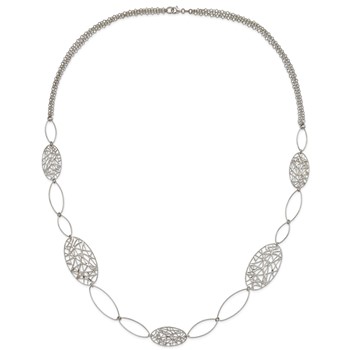 Sterling Silver Fancy Oval Link Necklace — alternate view