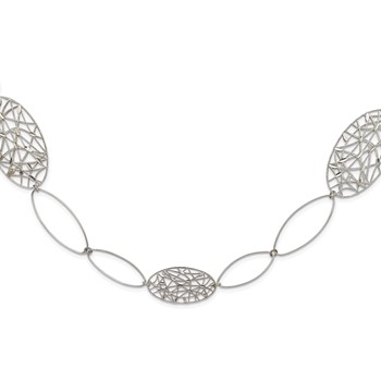 Sterling Silver Fancy Oval Link Necklace