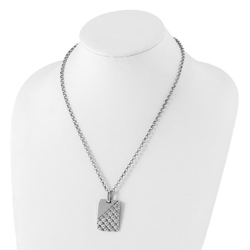 Sterling Silver Textured Dog Tag Necklace — alternate view