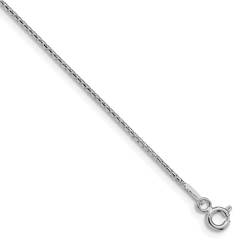 Sterling Silver Rhodium-plated 1.1mm Diamond-cut Round Box Chain w/4in ext.