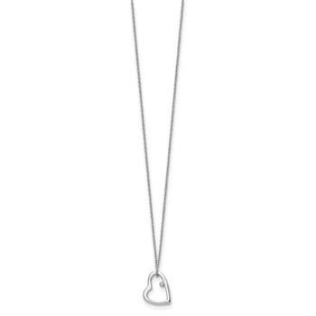 White Ice Sterling Silver Rhodium-plated 18 Inch Diamond Open Heart Necklace with 2 Inch Extender — alternate view