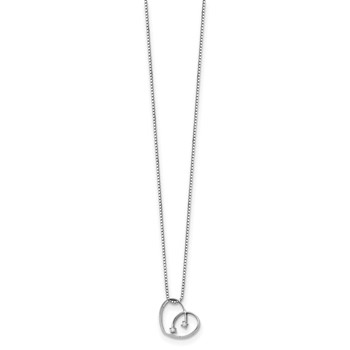 White Ice Sterling Silver Rhodium-plated 18 Inch Diamond Open Heart Necklace with 2 Inch Extender — alternate view