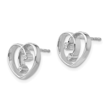 White Ice Sterling Silver Rhodium-plated Diamond Heart Post Earrings — alternate view