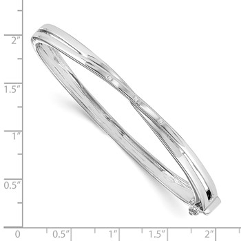 White Ice Sterling Silver Rhodium-plated Diamond Crossover  Bangle Bracelet — alternate view