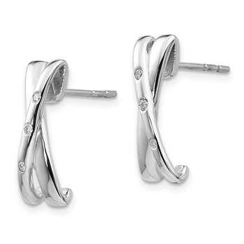 White Ice Sterling Silver Rhodium-plated Diamond Crossover Post Earrings — alternate view