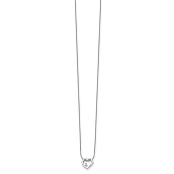 White Ice Sterling Silver Rhodium-plated 18 Inch Diamond Open Heart Necklace with 2 Inch Extender — alternate view