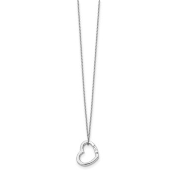 White Ice Sterling Silver Rhodium-plated 18 Inch Diamond Open Heart Necklace with 2 Inch Extender — alternate view