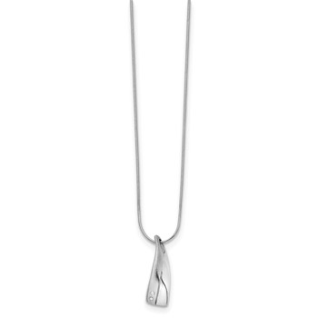 White Ice Sterling Silver Rhodium-plated Satin and Polished 18 Inch Diamond Necklace with 2 Inch Extender — alternate view