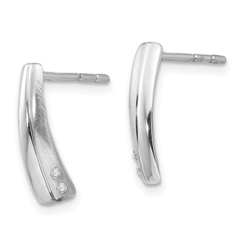 White Ice Sterling Silver Rhodium-plated Satin and Polished Diamond Post Drop Earrings — alternate view