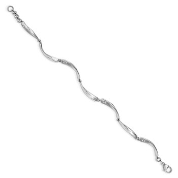 White Ice Sterling Silver Rhodium-plated Satin and Polished Diamond 7.5 Inch Bracelet with 1 Inch Extender — alternate view