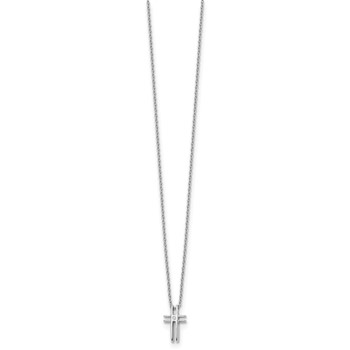 White Ice Sterling Silver Rhodium-plated 18 Inch Diamond Cross Necklace with 2 Inch Extender — alternate view