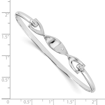 White Ice Sterling Silver Rhodium-plated Diamond Twist Bangle Bracelet — alternate view