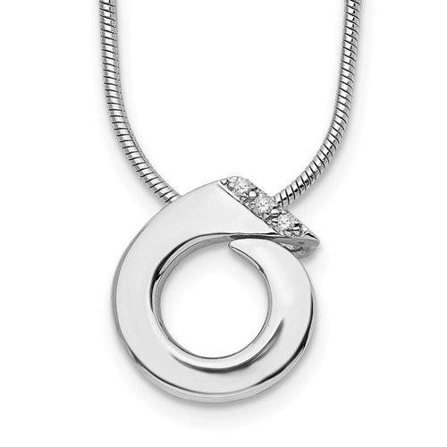 Sterling Silver RH Plated White Ice .01ct. Diamond Necklace