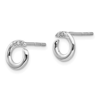 White Ice Sterling Silver Rhodium-plated Open Circle Diamond Post Earrings — alternate view