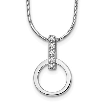 White Ice Sterling Silver Rhodium-plated 18 Inch Open Circle Diamond Necklace with 2 Inch Extender