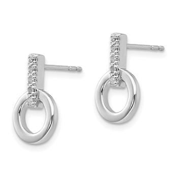 White Ice Sterling Silver Rhodium-plated Diamond Open Circle Post Earrings — alternate view