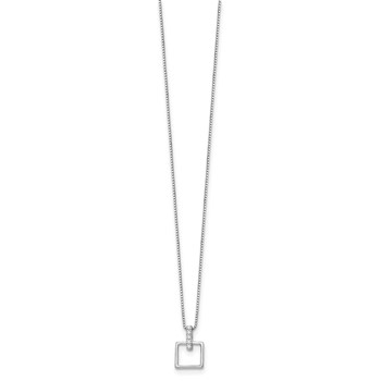White Ice Sterling Silver Rhodium-plated 18 Inch Diamond Open Squared Necklace with 2 Inch Extender — alternate view