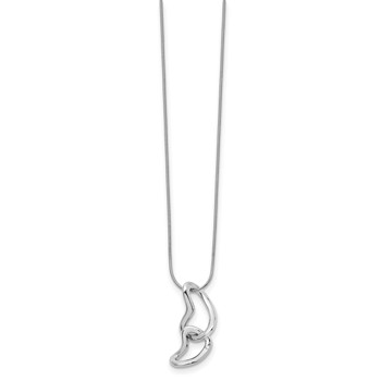 White Ice Sterling Silver Rhodium-plated 18 Inch Diamond Hearts Necklace with 2 Inch Extender — alternate view