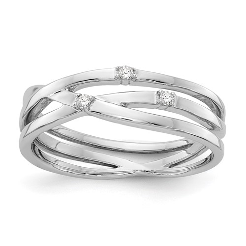 Sterling Silver RH Plated White Ice .03ct. Diamond Ring