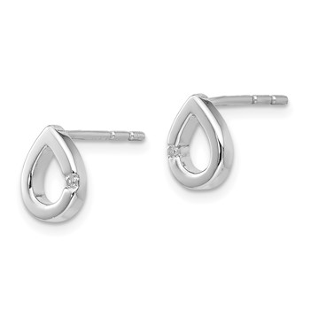 White Ice Sterling Silver Rhodium-plated Diamond Teardrop Post Earrings — alternate view