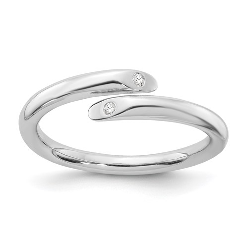Sterling Silver RH Plated White Ice .02ct. Diamond Ring