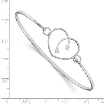 White Ice Sterling Silver Rhodium-plated Diamond Heart Bangle — alternate view