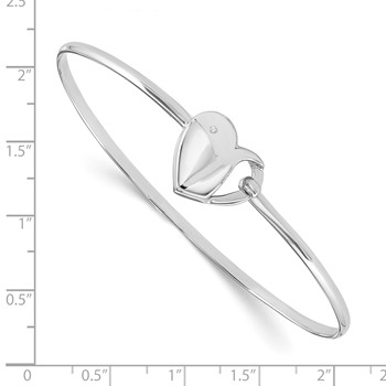 White Ice Sterling Silver Rhodium-plated Diamond Heart Bangle Bracelet — alternate view