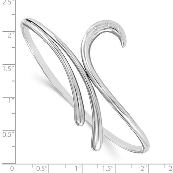 White Ice Sterling Silver Rhodium-plated Diamond Swirl Bangle Bracelet — alternate view