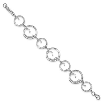 White Ice Sterling Silver Rhodium-plated 7 Inch Diamond Swirl Bracelet with 1 Inch Extender — alternate view