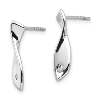 White Ice Sterling Silver Rhodium-plated Diamond Twisted Post Earrings — alternate view