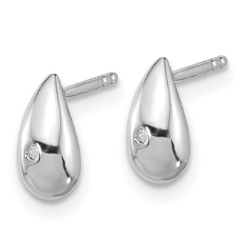 White Ice Sterling Silver Rhodium-plated Diamond Teardrop Post Earrings — alternate view