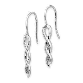 White Ice Sterling Silver Rhodium-plated Diamond Twist Dangle Shepherd Hook Earrings — alternate view