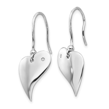 White Ice Sterling Silver Rhodium-plated Diamond Heart Earrings — alternate view