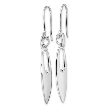 White Ice Sterling Silver Rhodium-plated Diamond Shepherd Hook Dangle Earrings — alternate view