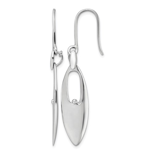 Sterling Silver RH Plated White Ice .01ct. Diamond Dangle Earrings