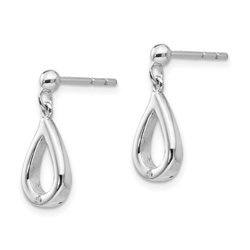 White Ice Sterling Silver Rhodium-plated Diamond Teardrop Dangle Post Earrings — alternate view