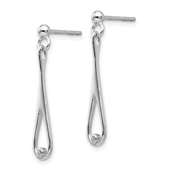White Ice Sterling Silver Rhodium-plated Diamond Open Teardrop Post Dangle Earrings — alternate view