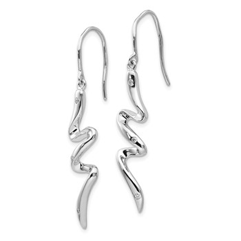 White Ice Sterling Silver Rhodium-plated Diamond Shepherd Hook Dangle Earrings — alternate view