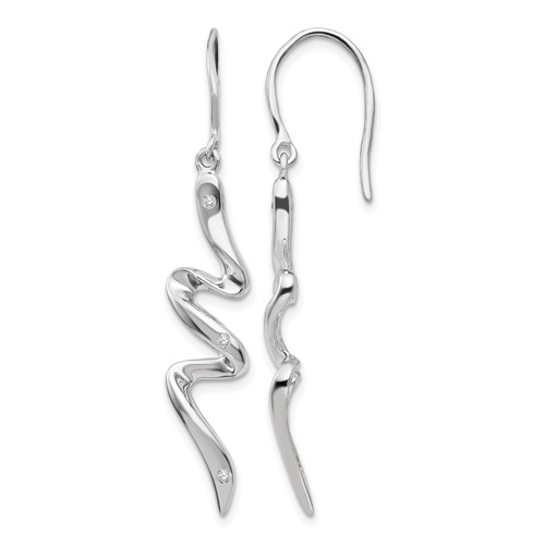 Sterling Silver RH Plated White Ice .05ct. Diamond Earrings