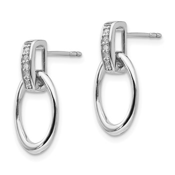 White Ice Sterling Silver Rhodium-plated Open Oval Diamond Post Dangle Earrings — alternate view