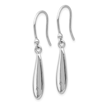 White Ice Sterling Silver Rhodium-plated Diamond Shepherd Hook Dangle Earrings — alternate view