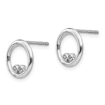 White Ice Sterling Silver Rhodium-plated Diamond Open Circle Post Earrings — alternate view