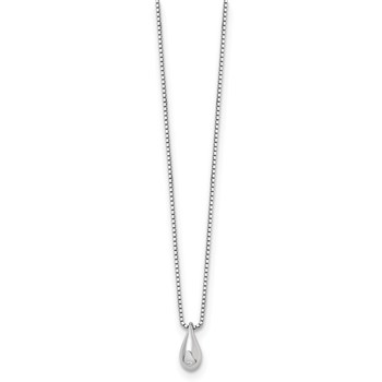 White Ice Sterling Silver Rhodium-plated 18 Inch Diamond Teardrop Necklace with 2 Inch Extender — alternate view