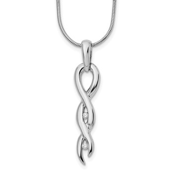 White Ice Sterling Silver Rhodium-plated Diamond 18 Inch Twist Necklace with 2 Inch Extender