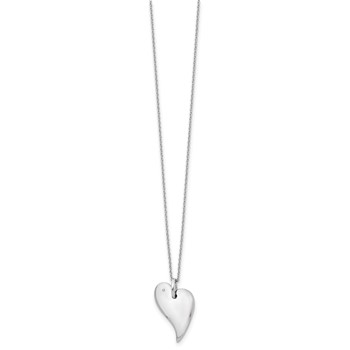 White Ice Sterling Silver Rhodium-plated 18 Inch Diamond Heart Necklace with 2 Inch Extender — alternate view