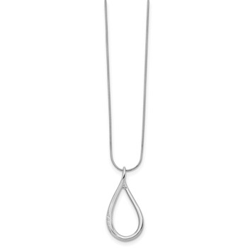 White Ice Sterling Silver Rhodium-plated 18 Inch Diamond Open Teardrop Necklace with 2 Inch Extender — alternate view
